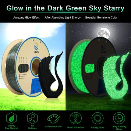 فیلامنت پرینتر سه بعدی شب تاب سبز یوسو YouSu Black PLA Glow in The Dark Green